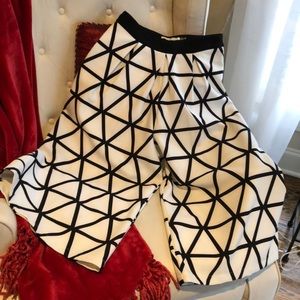 Mustard Seed: Black/White print culottes skirt